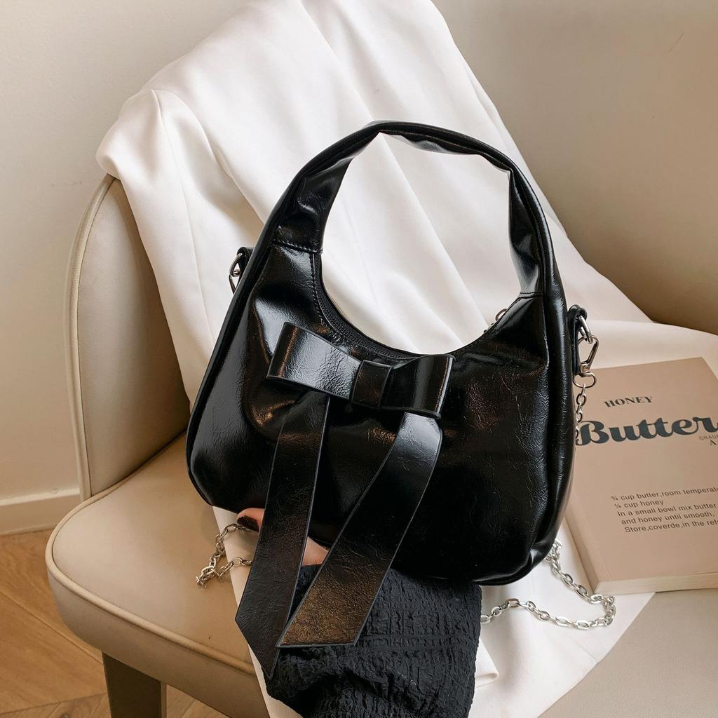 Textured Bow Bag Women's Spring Trend Women's Shoulder Messenger Bag Foreign Style Portable Small Square Bag