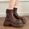 Mid Heels Women Ankle Platform Fashion Leather Winter Chelsea Boots New Trend Short Motorcycle Mujer Botas