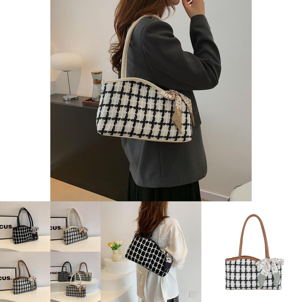 Stylish Korean Large Capacity Tote Bag For Women With Trendy Checkered Design For Spring Summer 2024