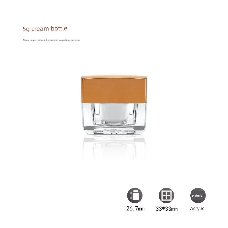 

[5g10g15g20g30g50g Black Cover Square Bottle] Classic Acrylic Cream Spray Bottle Subpackaging Empty Bottles Yajingai [5g] Is Darker in Color