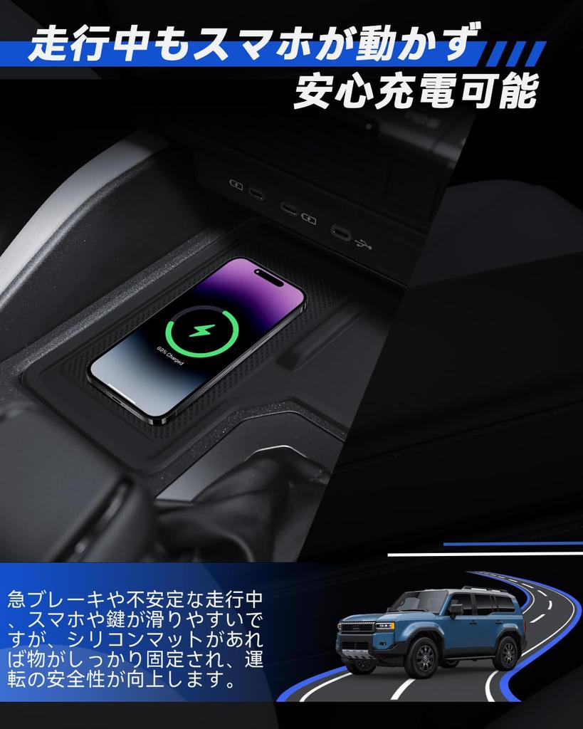 LANTU Wireless Charging Mat for Toyota Land Cruiser 250 Rubber Mat for Wireless Center and Compatible with TRJ250W and GDJ250W (2024) - Non-Slip