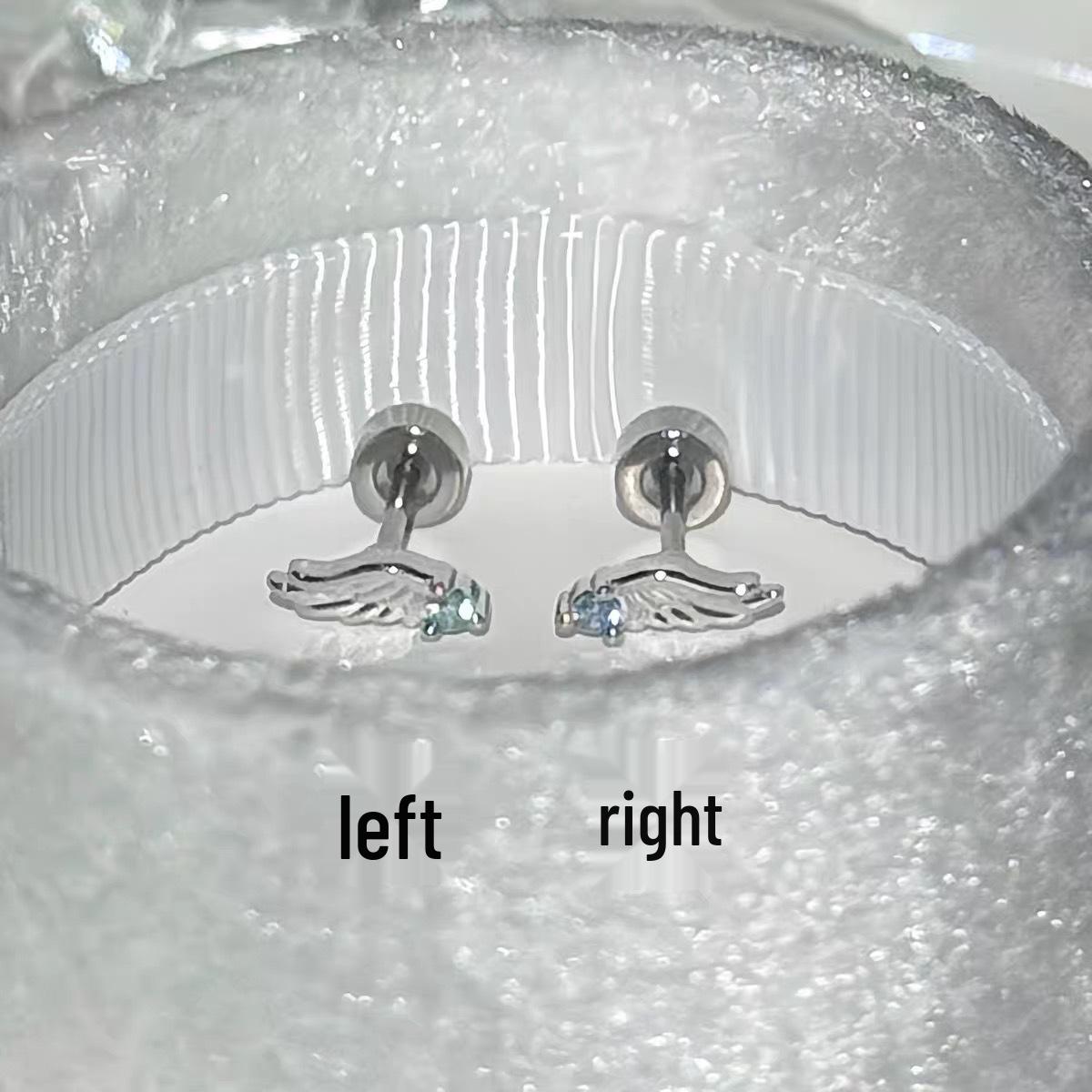 Blue Rhinestone Angel Wing Water Drop Earrings – Sparkly Korean Style Titanium Steel for Women