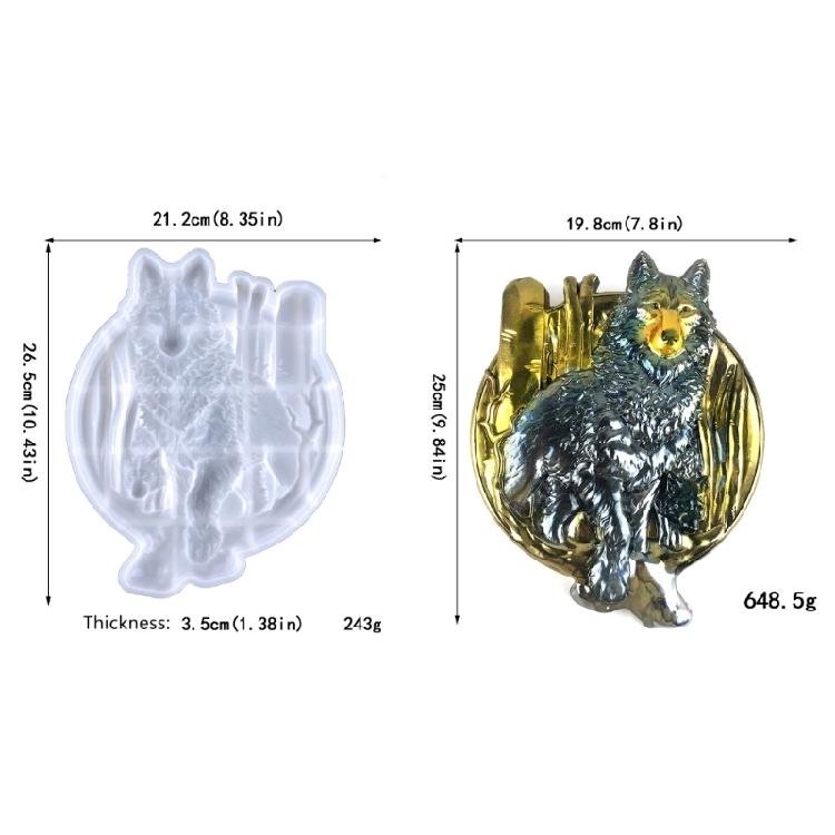 Wall Decor Jewelry Mold Pendant Decoration Cartoon Wolf Relief Mirror Mold