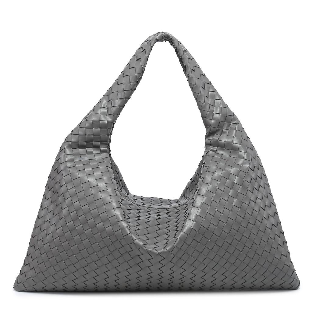 Hand-woven Solid Color Large-capacity Shoulder Bag Women's 2025 New Style Simple Casual Handbag