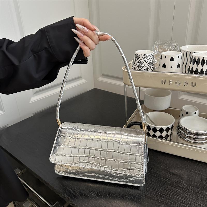 Einfache Steinmuster-Umhängetasche modische einfarbige hochwertige Tasche mit hellem Muster für Damen Pendeln praktische tragbare kleine quadratische Tasche Damen