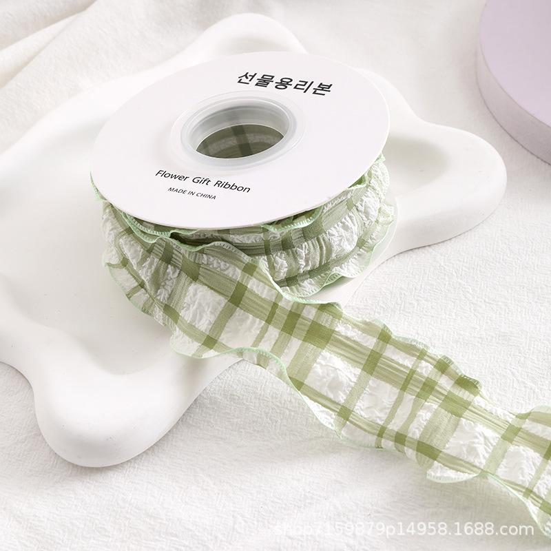 Lattice Pleated Elastic Linen Ribbon for Pre-Wedding Cake Box Wrapping - 2.5cm