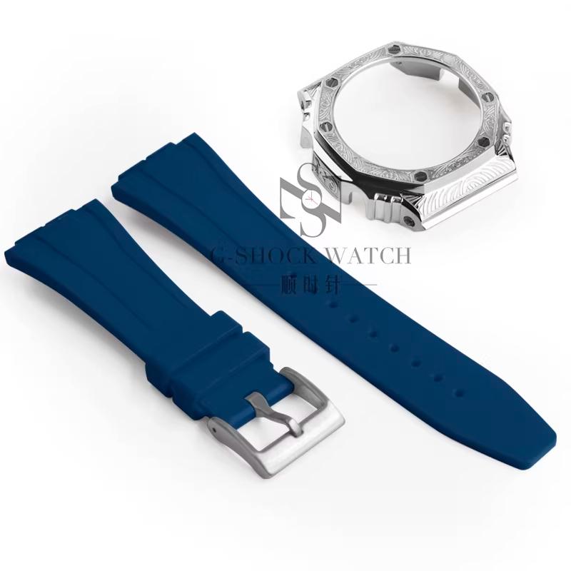 GA2100 Para Casio Carvalho de Fazenda Escultura Caixa de Metal Pulseira de Resina GA2100/2110 Escultura Modificada GM2100 GBM2100 Caixa Acessórios de Relógio