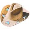 Straw Western Cowboy Hats for Women Girls Star/Moon Shapeable Cowgirl Hat Summer Outdoor Beach Sun Hat Vintage Jazz Hat
