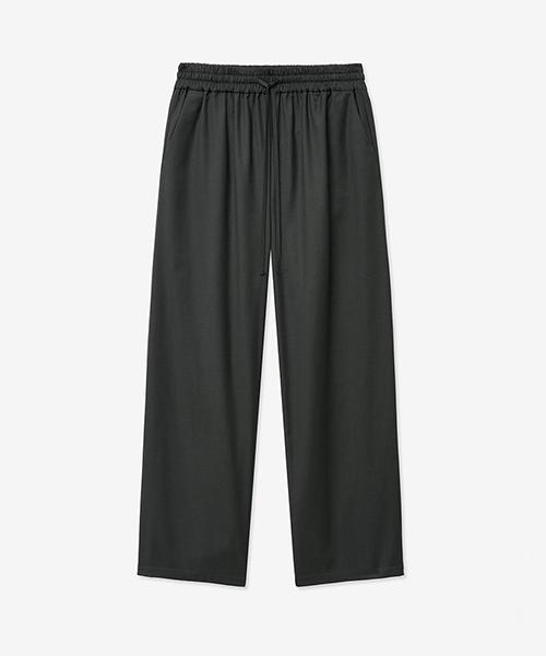 LADY VOLUME [All-Season] Banding Loose Wide Slacks_Charcoal