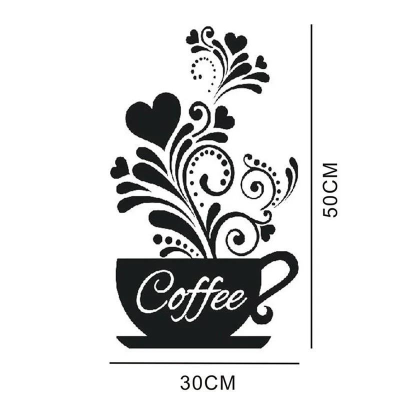Art Mural Decorative Wall Sticker DIY Handmade Sticker Coffee Cup Decal Decoration Detachable Home Kitchen