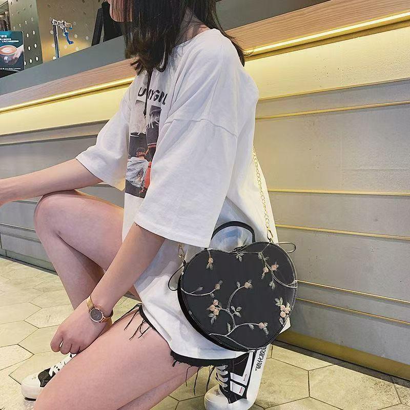 1 Pcs Women Pu Leather Shoulder Bag Leisure Spring Summer Heart-Shaped Handbag Crossbody Bags Zipper
