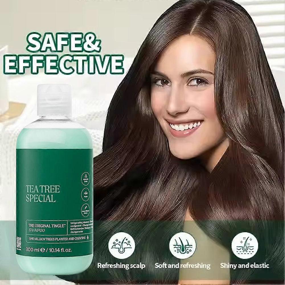 Shampoo Tea Tree 300ml per Cuoio Capelluto Pruriginoso e Grasso Antifungino Controllo Sebo Detergente