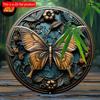 2d Flat 20*20cm, Charming Butterfly Wall Art Round Wooden Sign, Perfect for Home, Kitchen, Garden, Bedroom Decor