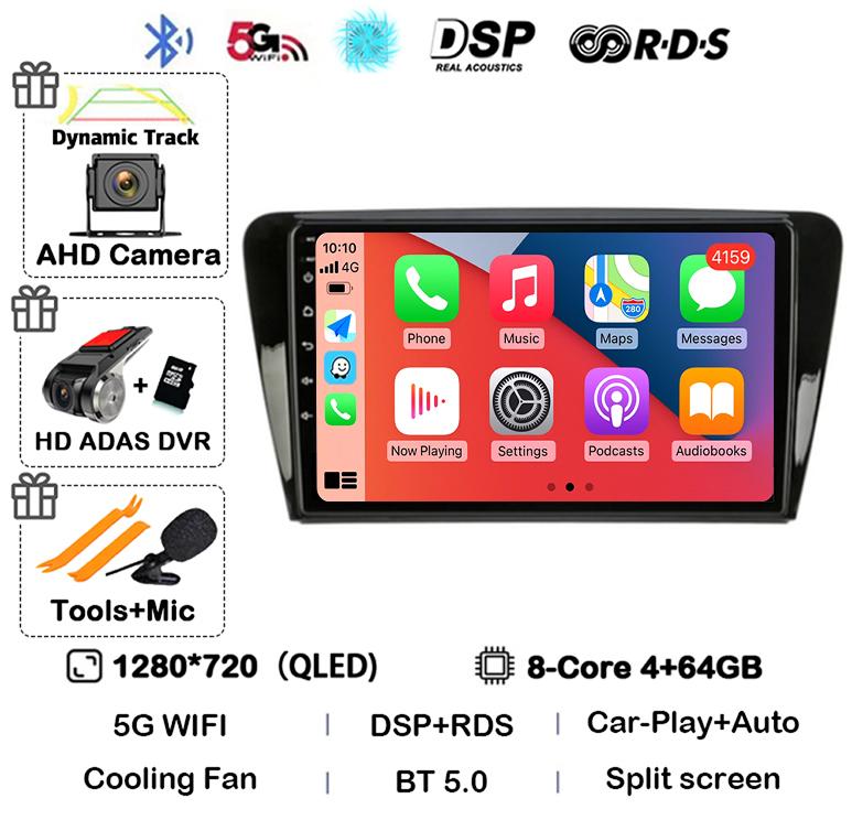 Android 14 Carplay Auto Car Radio For Volkswagen SKODA Octavia 3 A7 2013 2014 2015 2016 2017 2018 Multimedia Player Stereo GPS
