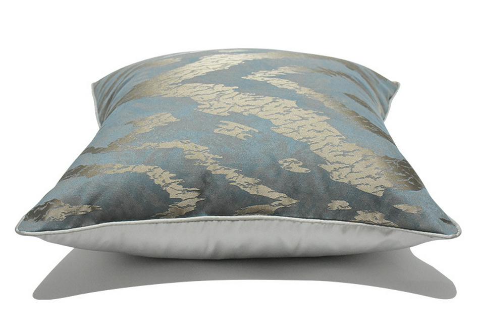 Blau-Grauer Moderner Luxuriöser Geometrisch Gestreifter Kissenbezug für Sofa oder Wohnzimmer