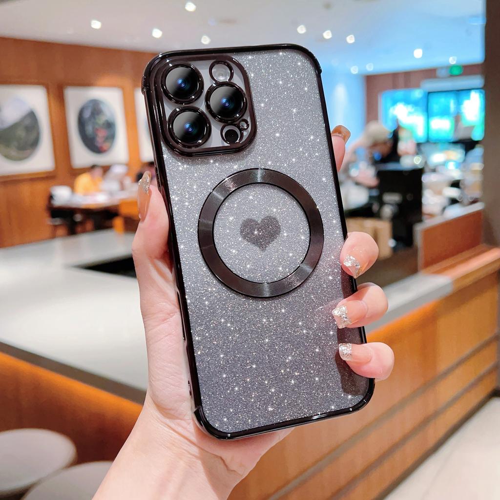 For iPhone 16 Pro Max Case Gradient Sparkle TPU Phone Cover Compatible with MagSafe