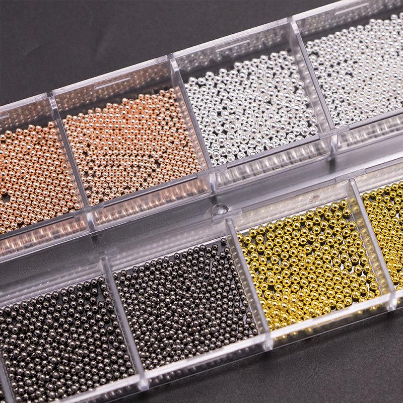12 Grid Nail Art Jewelry Metal Three-Dimensional Mini Versatile Nail Art Steel Ball Decoration Mixed