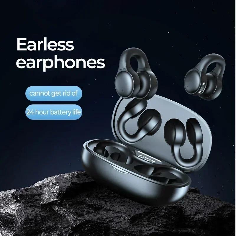 Wireless Bone Conduction Headphones Bluetooth 5.3 Earphones Waterproof Sports Earbuds Earring Ear Hook With Mic Headset