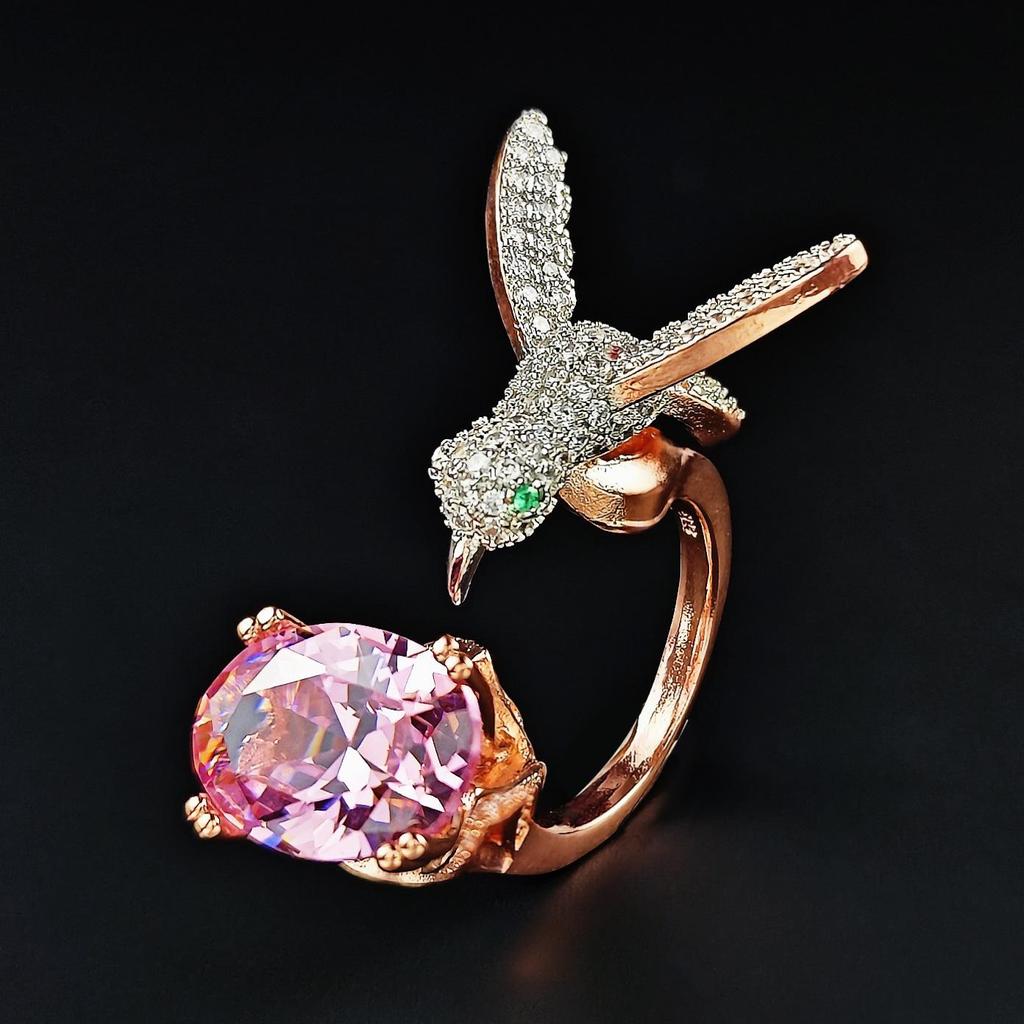 SHEIN Hummingbird Luxury Adjustable Open Ring for Women - Style R8132