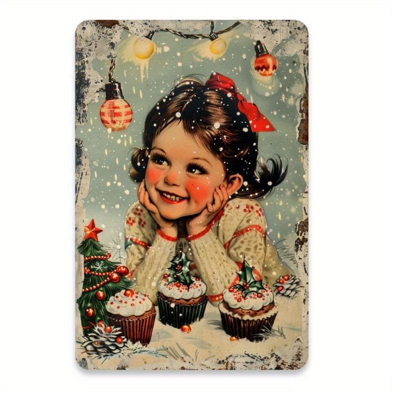 Vintage Merry Christmas Metal Sign, Retro Holiday Wall Decor 20x30cm