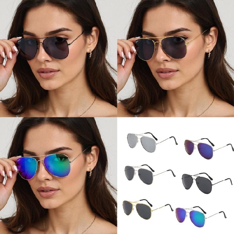 Elegant Metal Frame Pilot Sun Glasses Shatterproof PC Lens UV400 Sunproof Glasses For Women Men Driving And Cycling