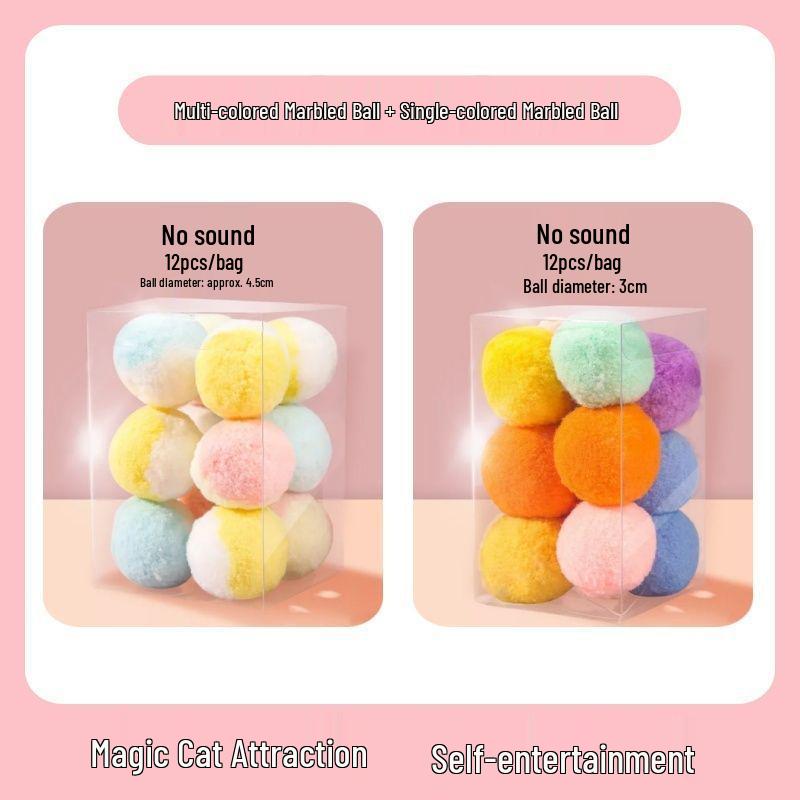 Silent 4cm Pom-Pom Cat Toy Ball – Eco-Friendly and Quiet