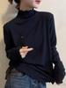 Stylish French Stand Collar Women's Long-Sleeve T-Shirt - Autumn/Winter Casual Wear