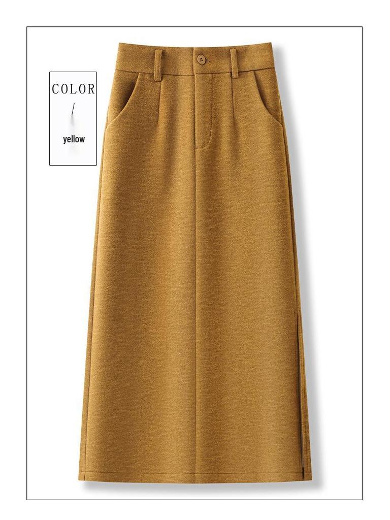 2025 High-Waisted Drapey Warm Slimming Mid-Length Straight Skirt