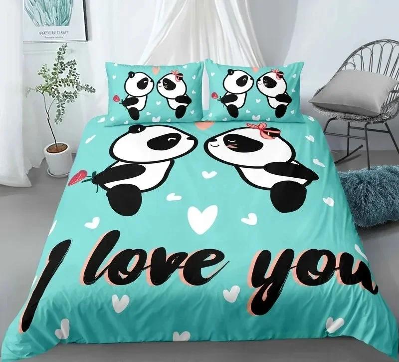 Luxury New 3D Print Panda Comfortable Duvet Quilt Cover Pillowcase Bedding Set Children Bedroom Decoration Home Textile