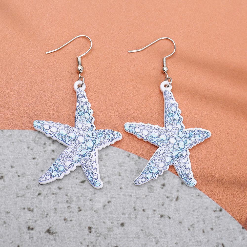 Women's Asymmetrical Starfish Acrylic Earrings - European & American Summer Beach Style
