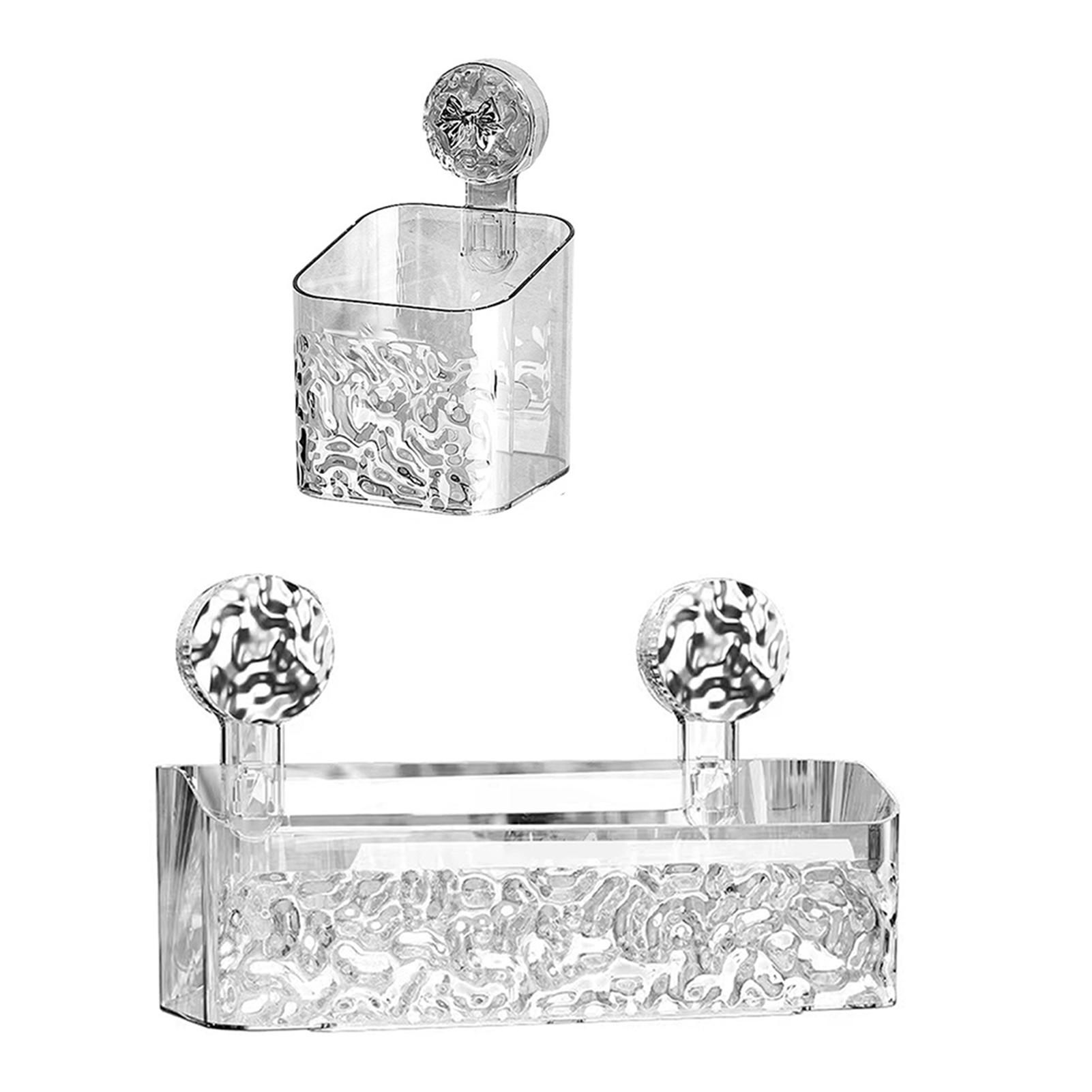 

Ящик для хранения на присоске с узором «ледник», подвесная корзина без отверстий, многофункциональные полки для туалетных принадлежностей для ванной комнаты и дома