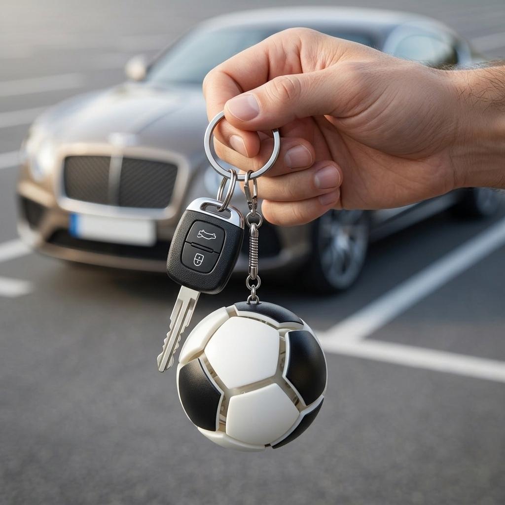 Pressable Soccer Football Keychain Fidget Toy Fashion Sports Key Ring Souvenir Pendant Fans Gift