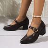 Fashion Comemore Retro High-heeled Women's Shoes Autumn Thick Heel British Style Pointed Head Professional Single Shoes Female Pumps