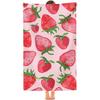 Newest Watercolor Pink Strawberry Repeat Print Microfiber Beach Towel, Quick Dry Fruit Pattern Towel for Beach Swimming