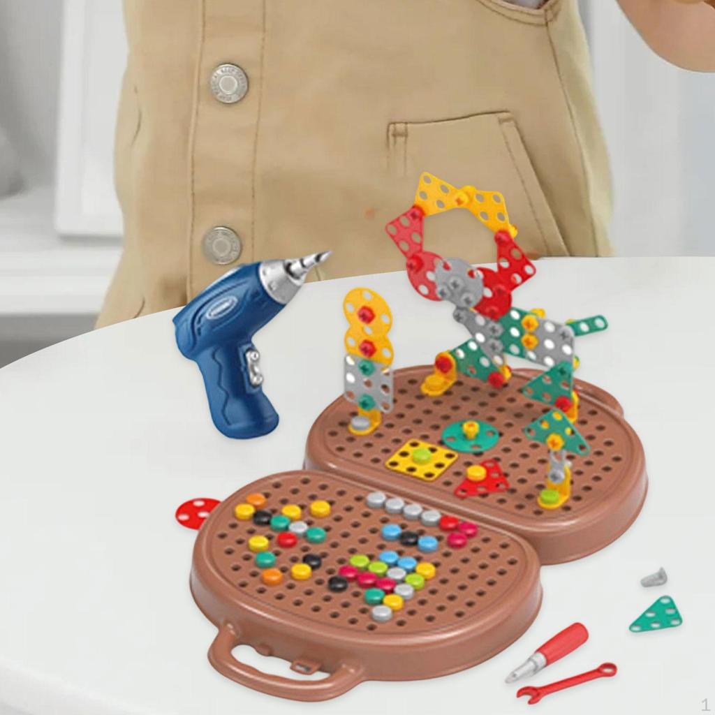 Play Toolboxs Creative Tool Box Engineering Toys DIY Construction Puzzle Toy Screw Set for Ages
