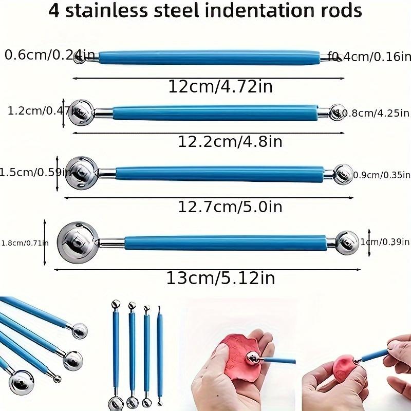 Set 4 buc. de Unelte Ceramice pentru Lut Moale, Plastic, Unelte Auxiliare pentru Lut, Stilou cu Puncte, Sculptură, Batoane pentru Embosare, Multifuncțional pentru Începători