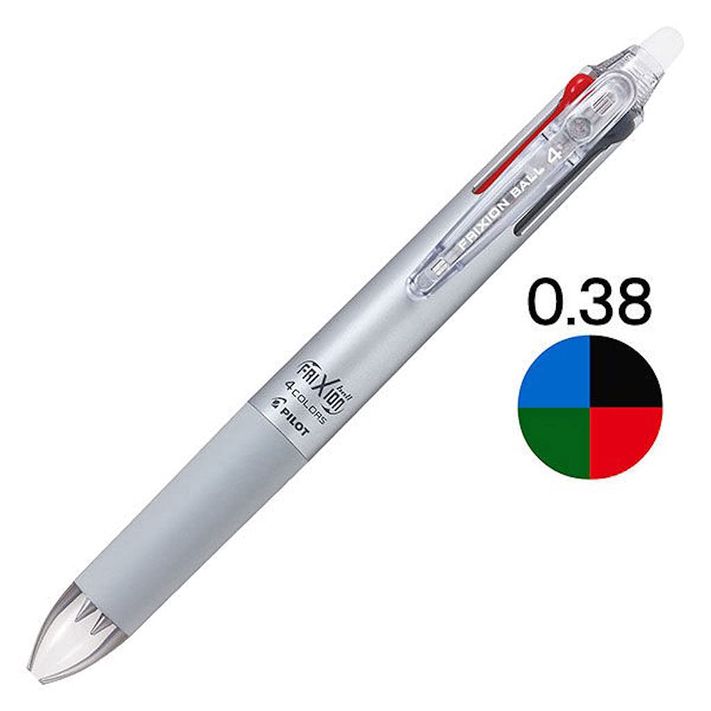 Pilot עט FriXion כדורי 4 צבעים כדורי גראדיאנט PLKFB80UFGRS, 0.38 מ"מ, כסף,