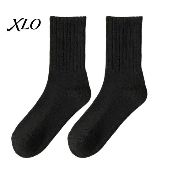 Solid Color Athletic Socks Crew Socks, Thickened Terry Lining Winter Warm Versatile Daily Use Soft Elastic Cotton Blend for Wear High Elasticity