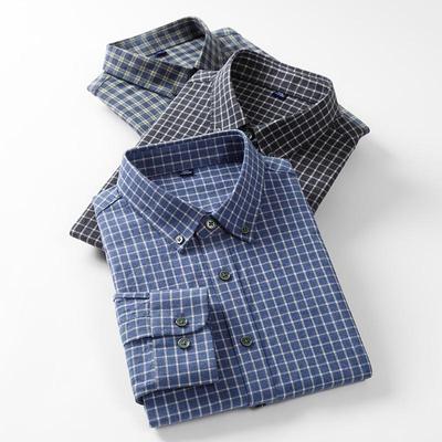 100%Cotton Men Plaid Shirts Comfortable Autumn Long Sleeve Business Office Casual Male Tops Flannel