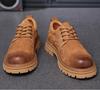 Fashion Men's Classic Retro Work Shoes Thick Sole Suede Genuine Leather Mens British Style Lace-up Casual Shoes Men