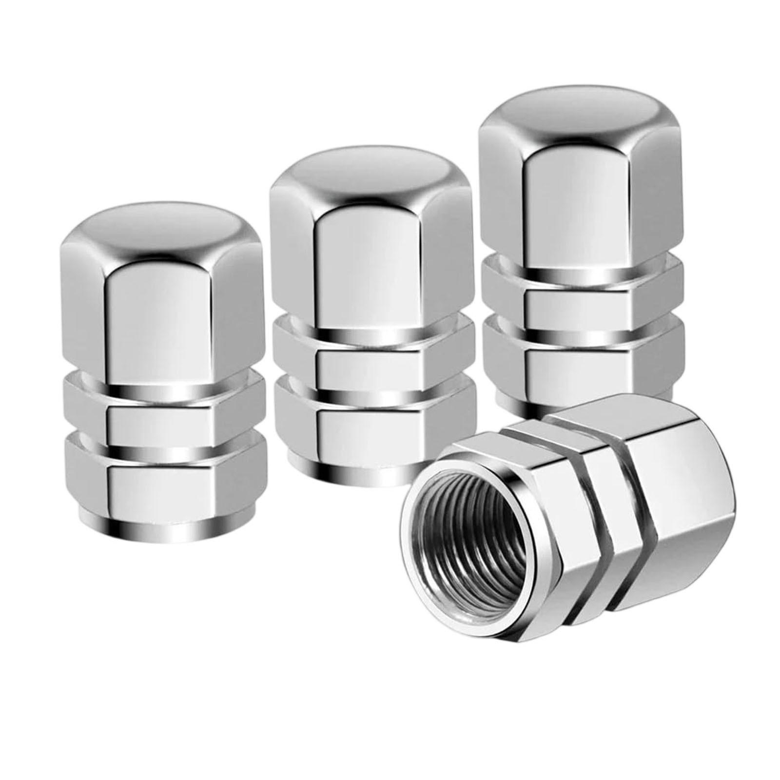 

4Pack Aluminum ValveStem Caps, Tire Covers, -Free Metal Screw Cap, Car/Truck One Size