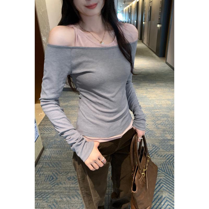 Petite Off-Shoulder Two-Piece Style Women's Spring 2026 T-Shirt