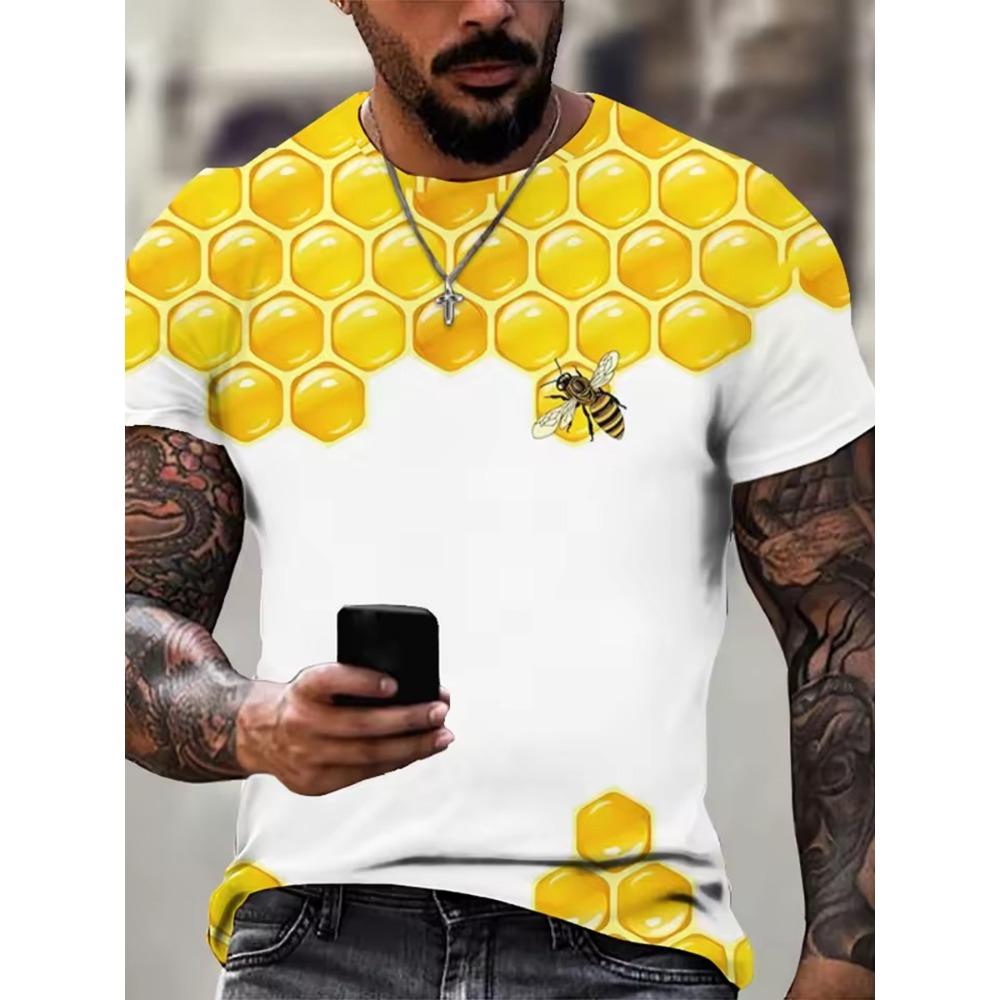 Men's Fashion Casual T-shirt -100% Polyester Fiber, Round Neck Short Sleeve, Machine Washable, Comfortable for All Seasons