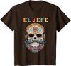 El Jefe Funny Skull Mexican Spanish Dia De Los Muertos T-Shirt Mexican Color Skull Unisex Cotton Tops Tees Harajuku Streetwear