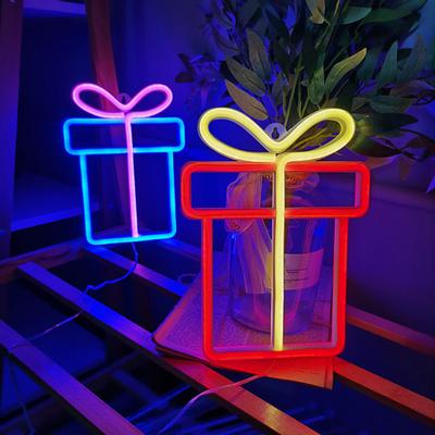 LED Gift Box Neon Lights Vibrant Colors Easy To Use Create Atmosphere Christmas Day Decoration Colourful Lights