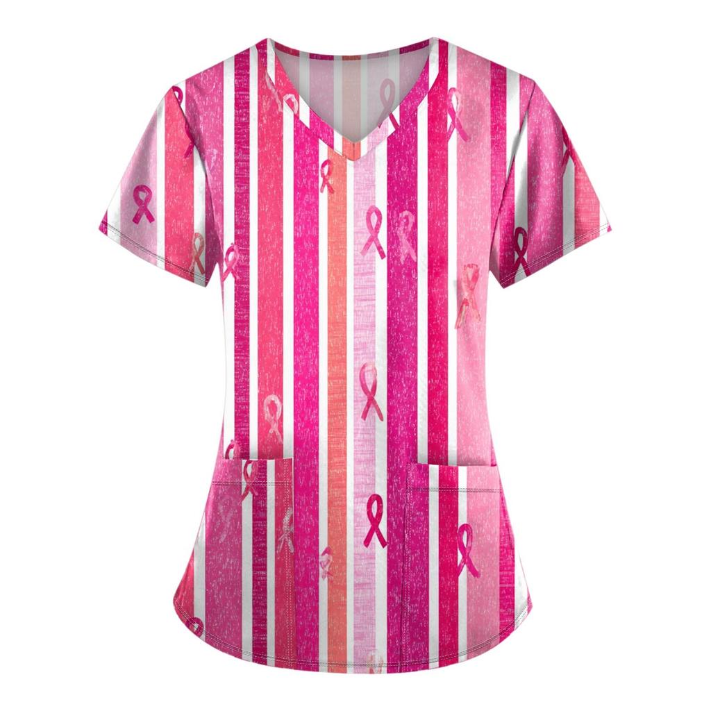 Dámská móda Overal s V výstřihem a krátkým rukávem s kapsami Potištěné topy Oblečení