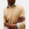 Tommy Hilfiger Cable Knit Fashion Logo Decoration Round Neck Slim Fit Comfortable Versatile Casual Long Sleeve Sweater Men Sweater XM05667-250