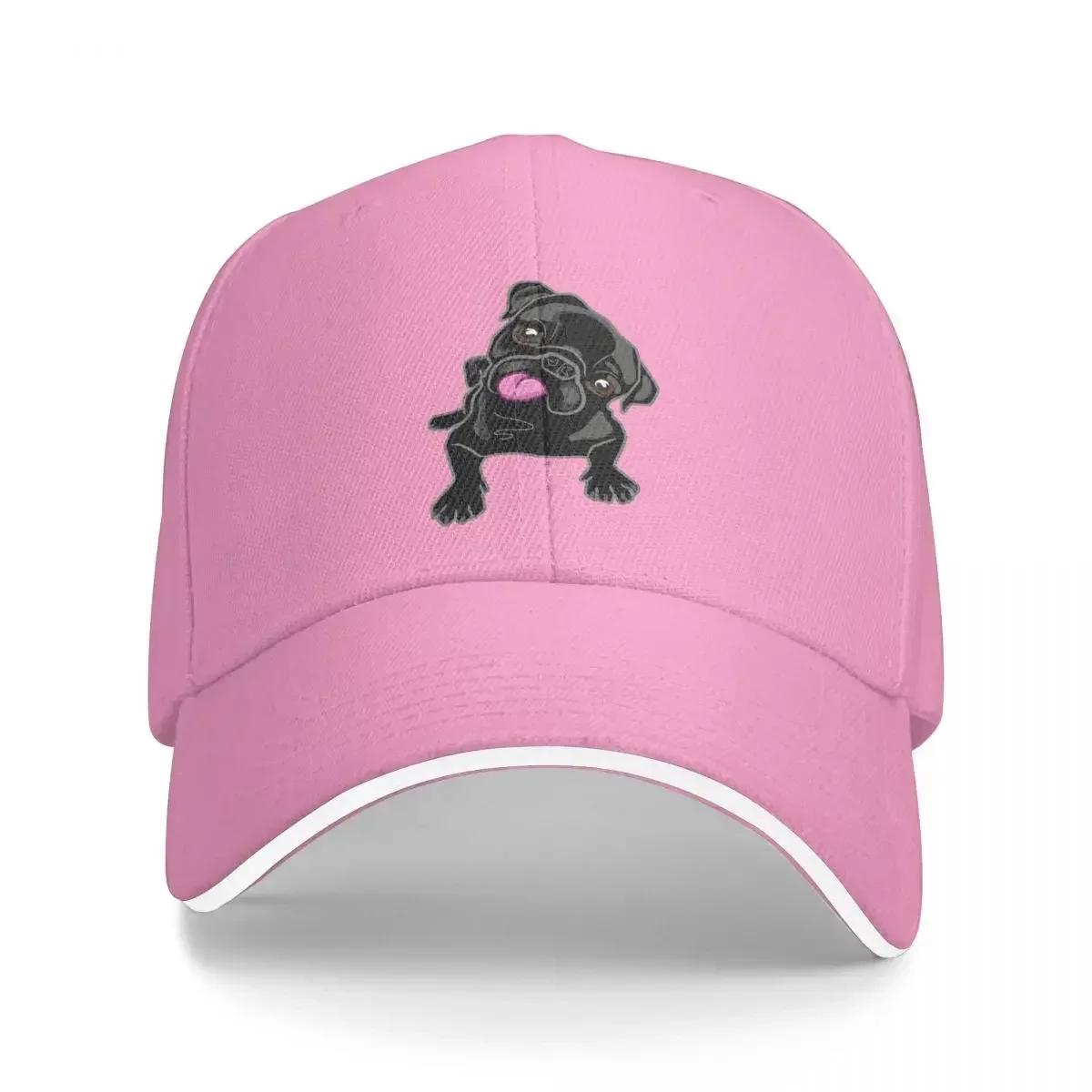 

Tongues Out Because Black Pug Cap Casual Baseball Caps Adjustable Hat Summer Unisex Baseball Hats Customizable Polychromatic One Size рожевий