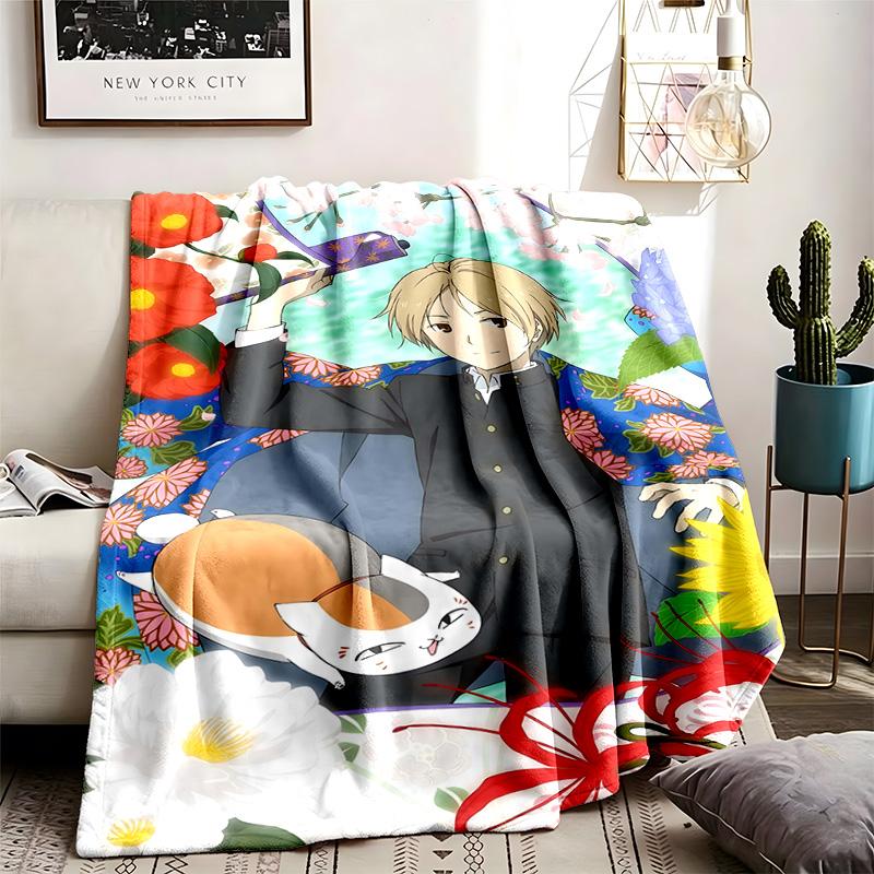 Natsume's Book of Friends Theme Blanket Suitable For The Sofa Camping And Travel Made Of Soft Flannel Material An Ideal Gift For Occasions Such As Bir