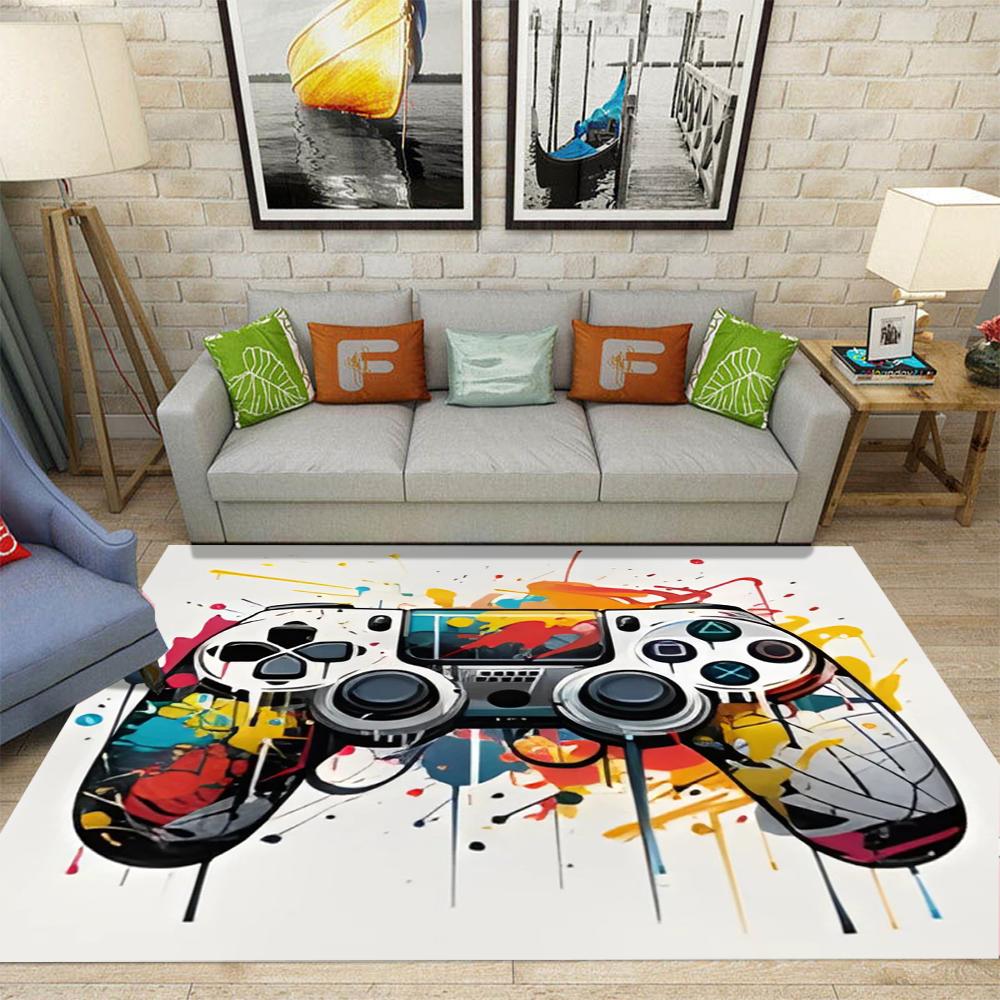 Gamer Rug Children's Room Carpet Cool Game Controller Door Mat Teens Dorm Hippie Style Mat  Home Living Room Bedroom Floor Mat